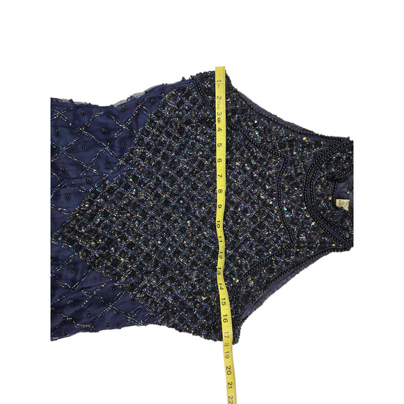 Vintage Laurence Kazar Silk Beaded Gown Size Large Long Bling Formal Dress Prom - Picture 4 of 7